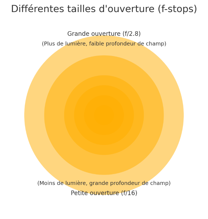 Schéma des tailles d'ouverture  en photo